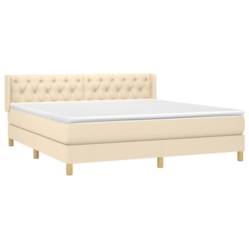 Giroletto a Molle con Materasso Crema 160x200 cm in Tessuto | homemem39