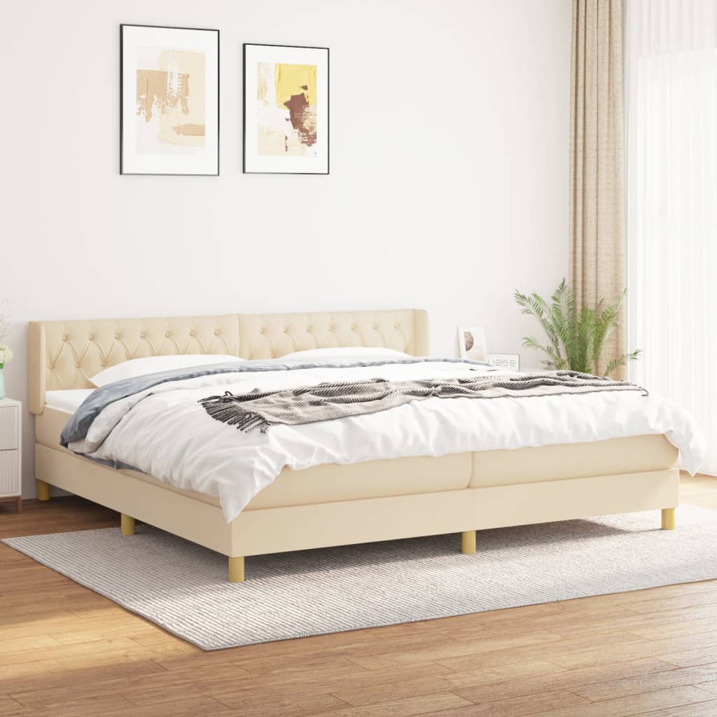 Giroletto a Molle con Materasso Crema 160x200 cm in Tessuto | homemem39