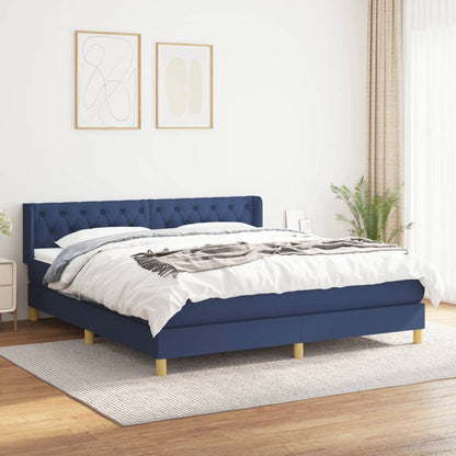 Giroletto a Molle con Materasso Blu 160x200 cm in Tessuto | homemem39