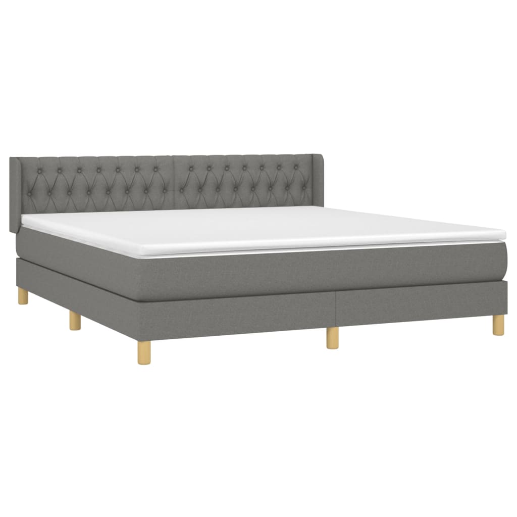 Giroletto a Molle con Materasso Grigio Scuro 180x200 cm Tessuto | homemem39