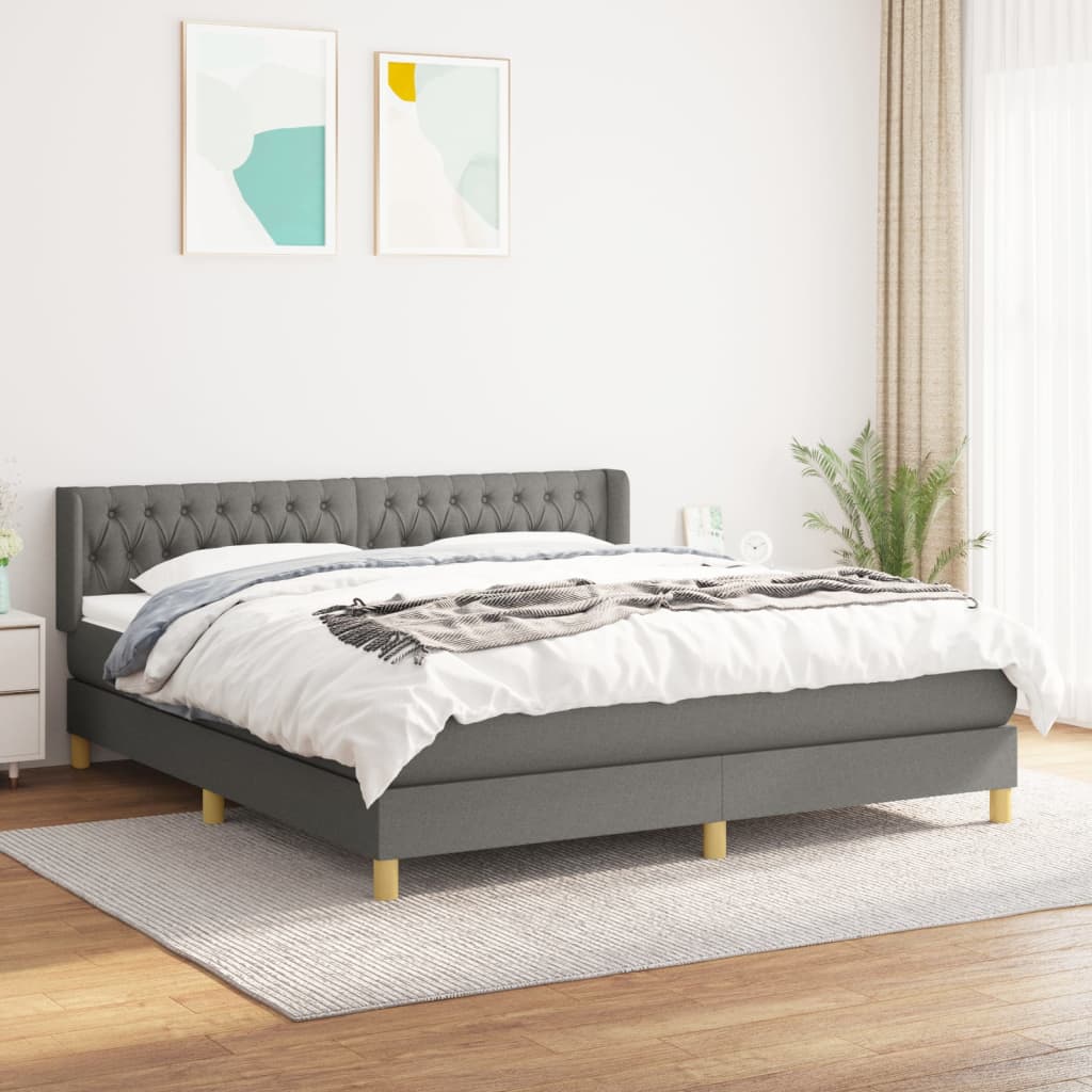 Giroletto a Molle con Materasso Grigio Scuro 180x200 cm Tessuto | homemem39