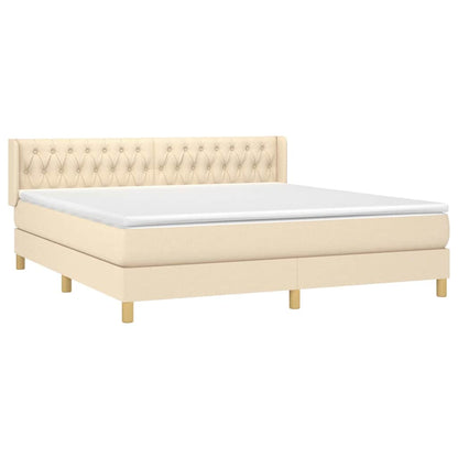 Giroletto a Molle con Materasso Crema 180x200 cm in Tessuto