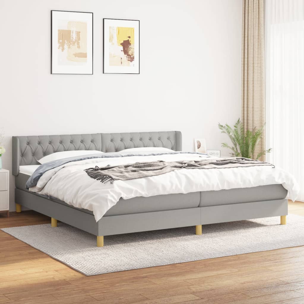 Giroletto a Molle con Materasso Grigio Chiaro 200x200cm Tessuto | homemem39