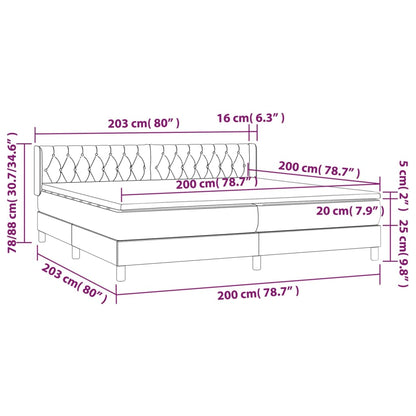 Giroletto a Molle con Materasso Grigio Scuro 200x200 cm Tessuto | homemem39