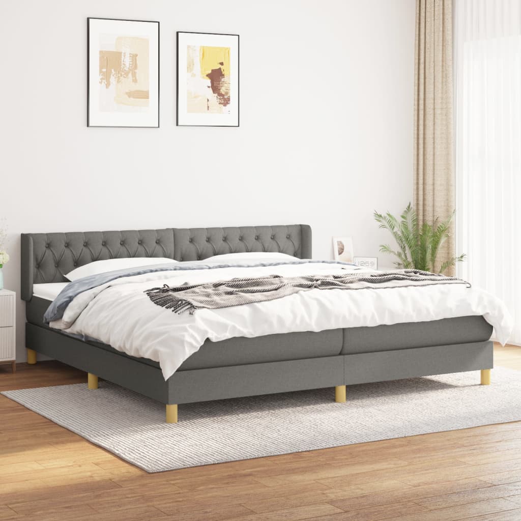 Giroletto a Molle con Materasso Grigio Scuro 200x200 cm Tessuto | homemem39