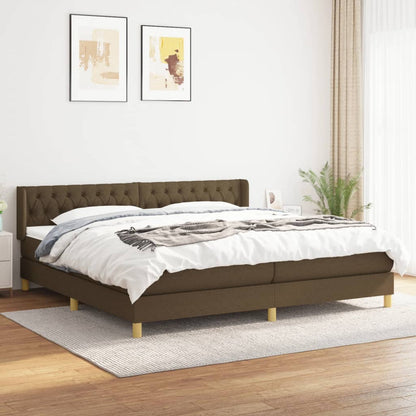 Giroletto a Molle con Materasso Marrone Scuro 200x200cm Tessuto | homemem39
