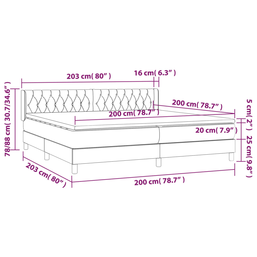 Giroletto a Molle con Materasso Tortora 200x200 cm in Tessuto | homemem39