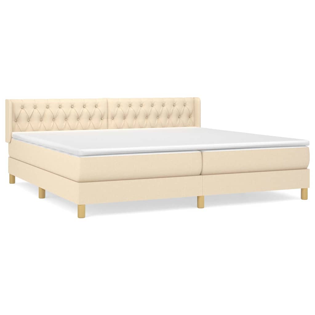 Giroletto a Molle con Materasso Crema 200x200 cm in Tessuto