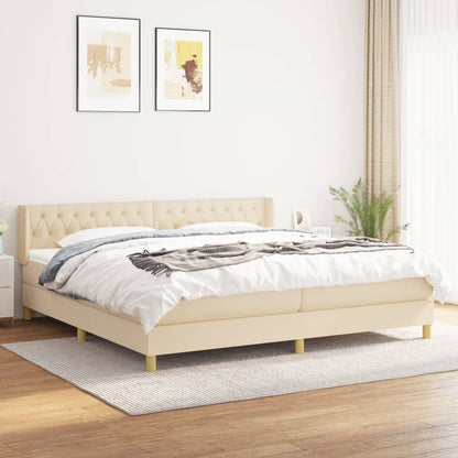 Giroletto a Molle con Materasso Crema 200x200 cm in Tessuto | homemem39
