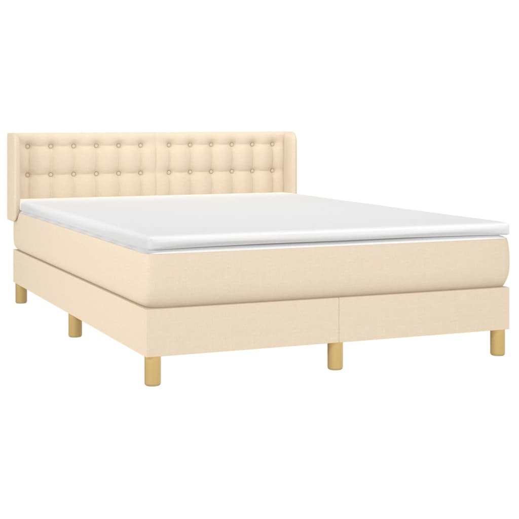 Giroletto a Molle con Materasso Crema 140x200 cm in Tessuto | homemem39