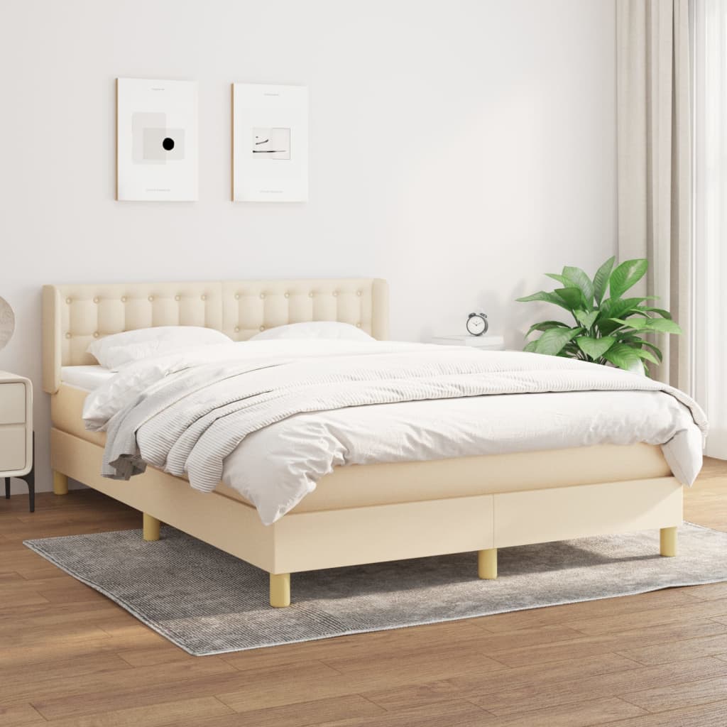 Giroletto a Molle con Materasso Crema 140x200 cm in Tessuto | homemem39
