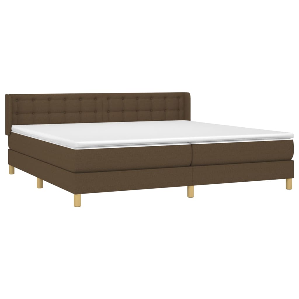 Giroletto a Molle con Materasso Marrone Scuro 200x200cm Tessuto | homemem39