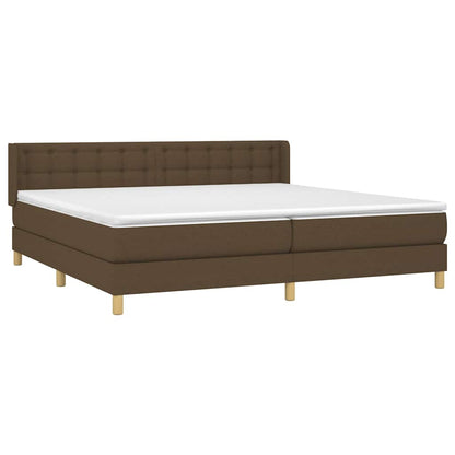 Giroletto a Molle con Materasso Marrone Scuro 200x200cm Tessuto