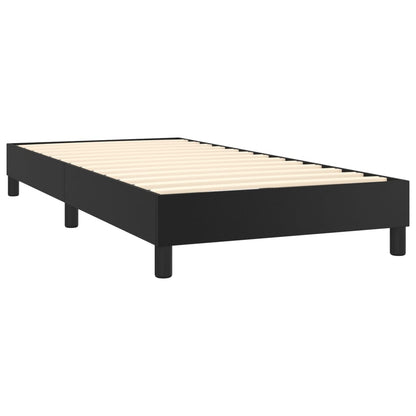 Spring bed frame with black mattress 90x200 cm in imitation leather