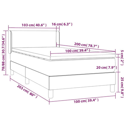 Giroletto a Molle con Materasso Grigio 100x200 cm in Similpelle - homemem39