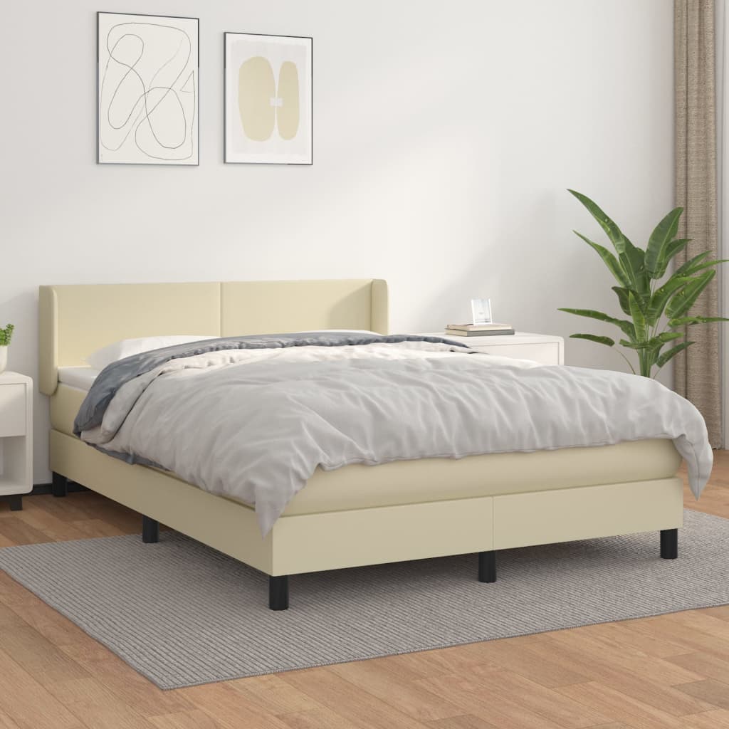 Giroletto a Molle con Materasso Crema 140x190 cm in Similpelle | homemem39