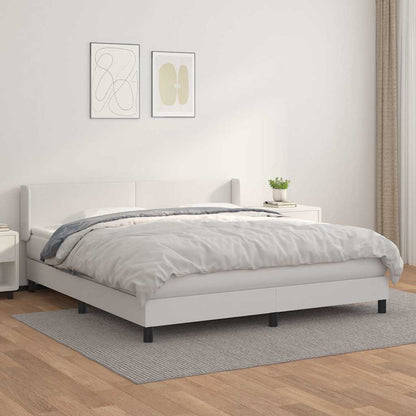 Giroletto a Molle con Materasso Bianco 160x200 cm in Similpelle