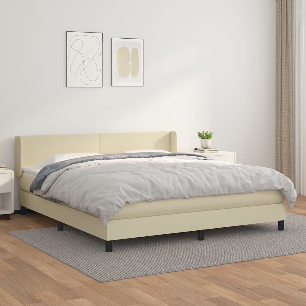Giroletto a Molle con Materasso Crema 160x200 cm in Similpelle | homemem39