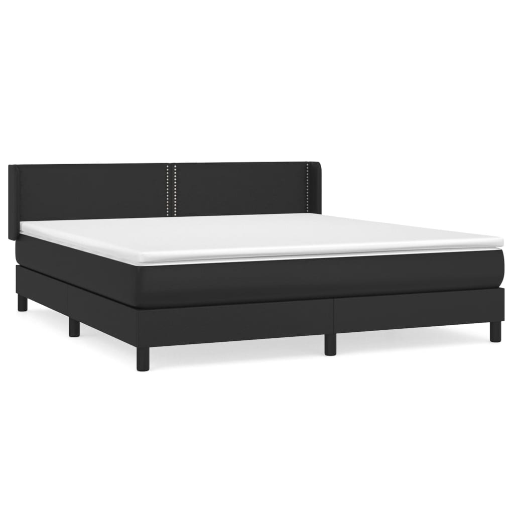Giroletto a Molle con Materasso Nero 180x200 cm in Similpelle | homemem39