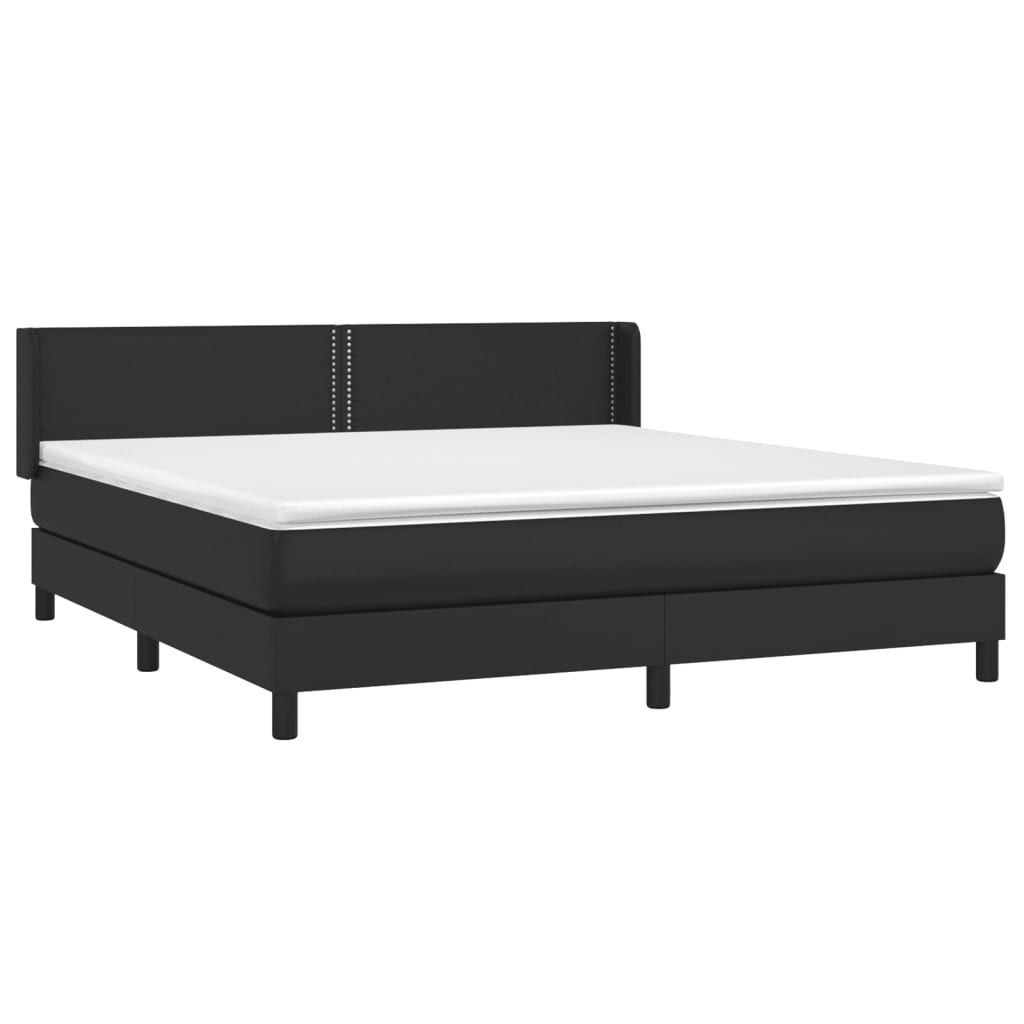 Giroletto a Molle con Materasso Nero 180x200 cm in Similpelle | homemem39