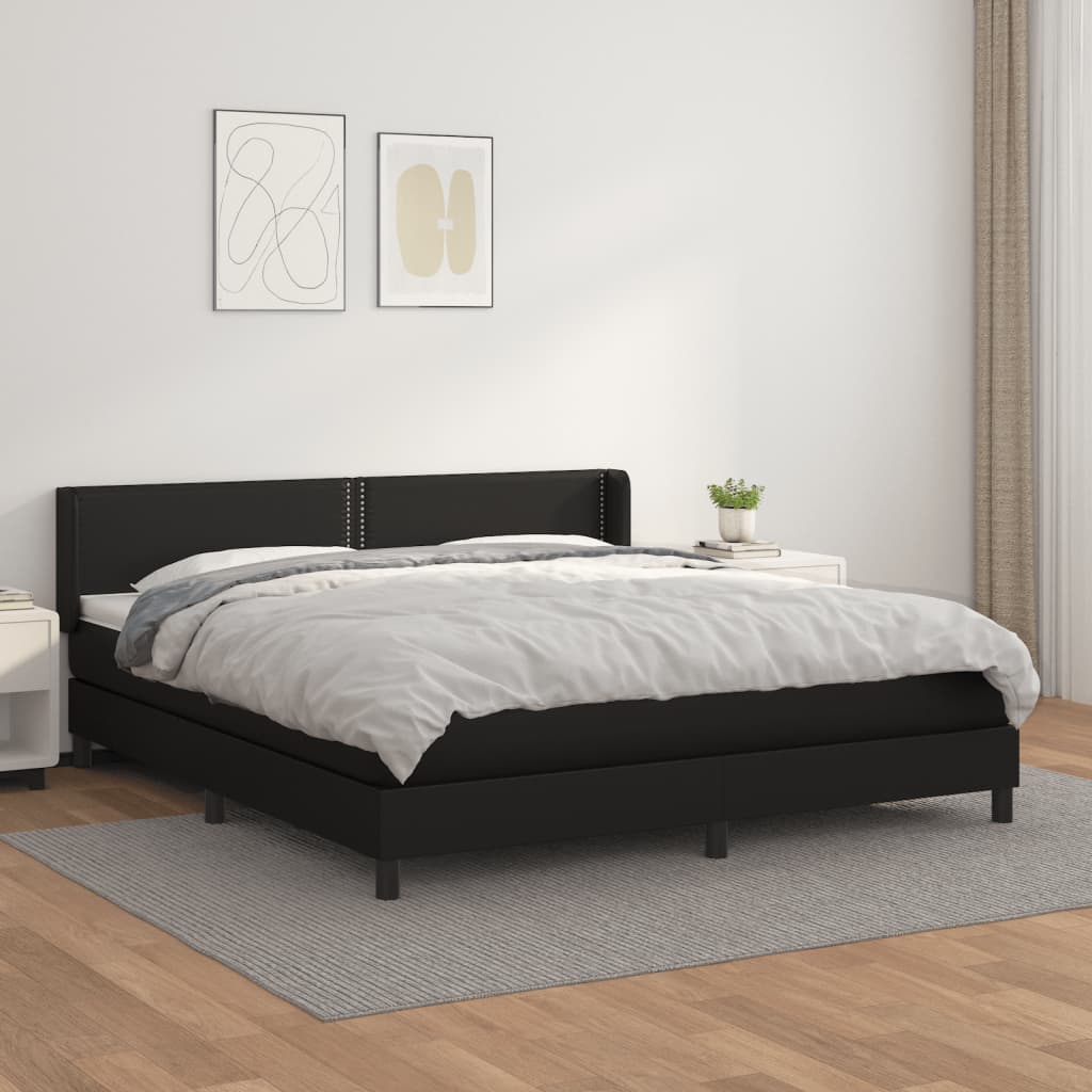 Giroletto a Molle con Materasso Nero 180x200 cm in Similpelle | homemem39