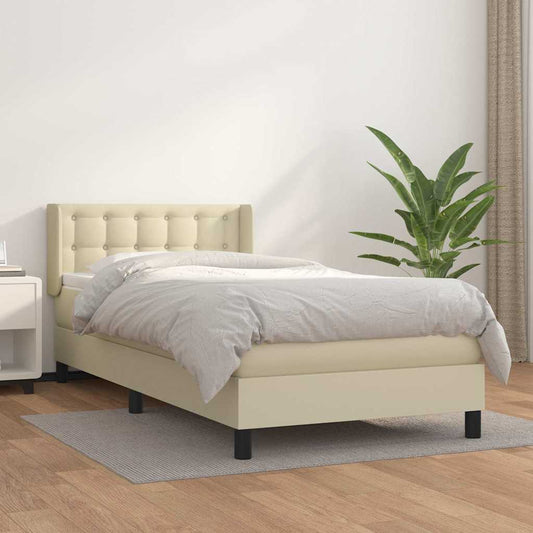 Giroletto a Molle con Materasso Crema 90x190 cm in Similpelle