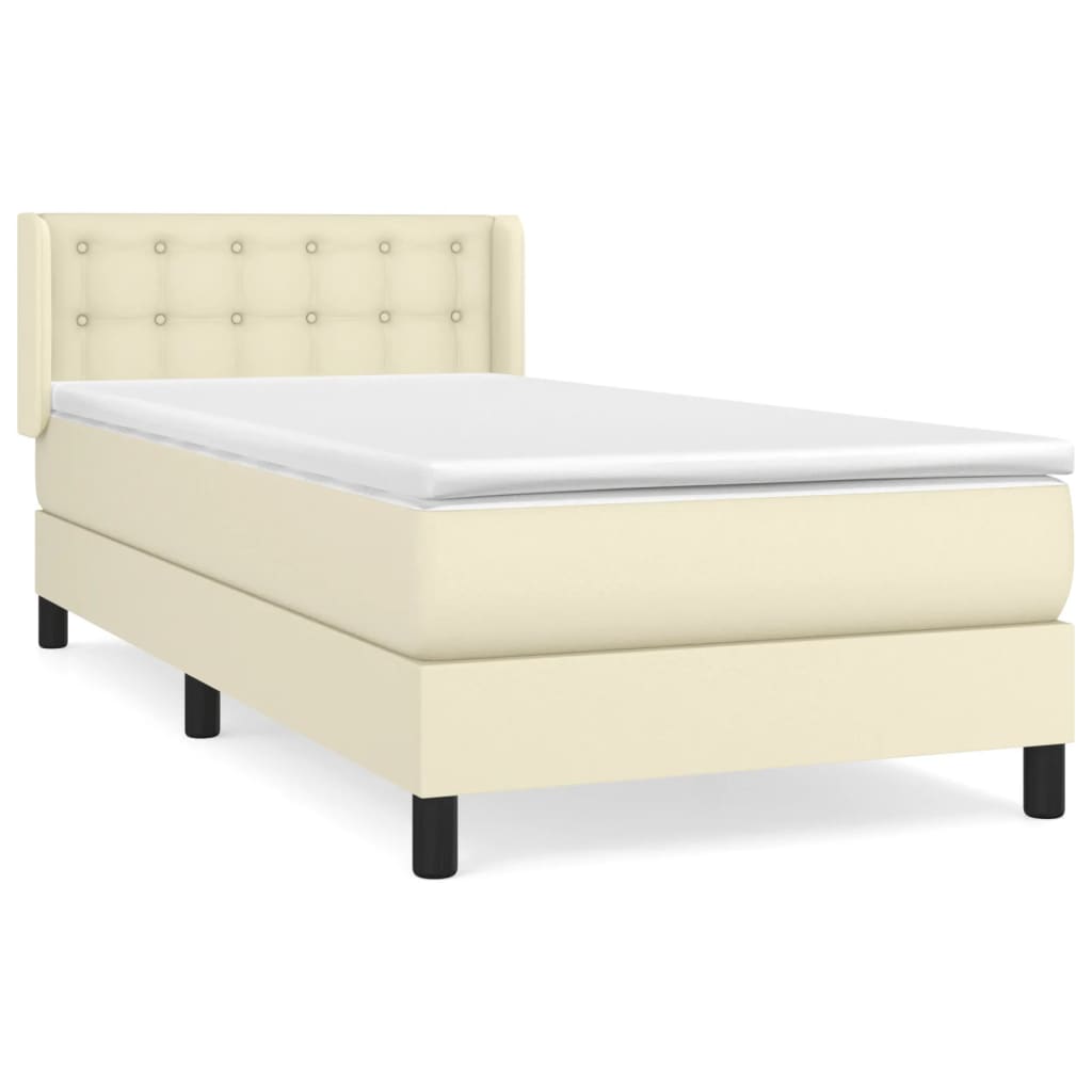 Giroletto a Molle con Materasso Crema 90x200 cm in Similpelle | homemem39