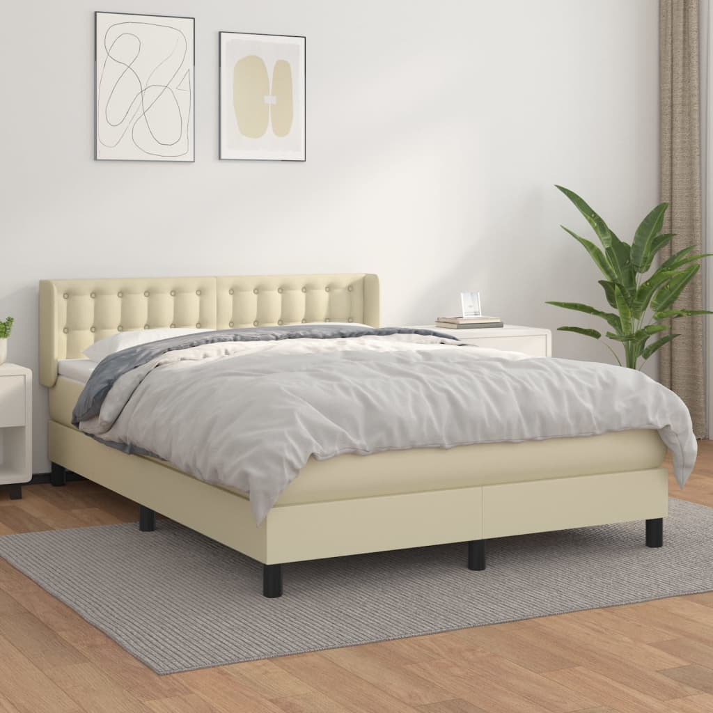 Giroletto a Molle con Materasso Crema 140x190 cm in Similpelle