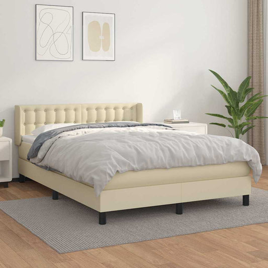 Giroletto a Molle con Materasso Crema 140x190 cm in Similpelle