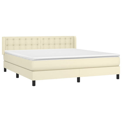 Giroletto a Molle con Materasso Crema 160x200 cm in Similpelle | homemem39
