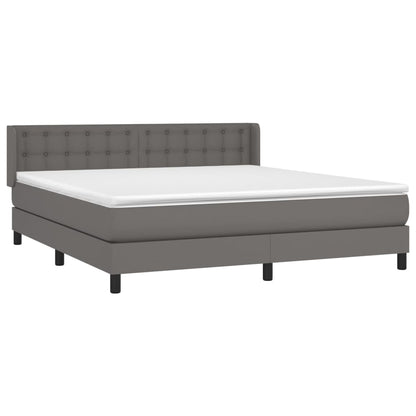 Giroletto a Molle con Materasso Grigio 160x200 cm in Similpelle | homemem39