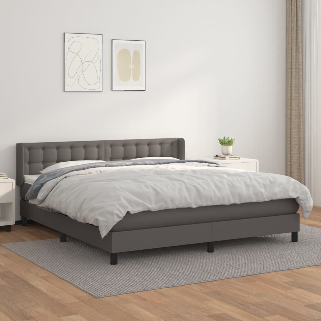 Giroletto a Molle con Materasso Grigio 160x200 cm in Similpelle | homemem39