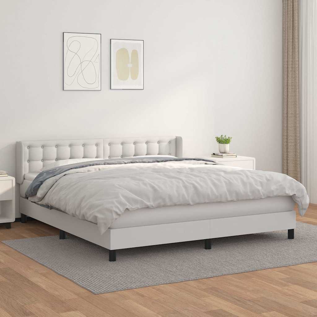Giroletto a Molle con Materasso Bianco 180x200 cm in Similpelle