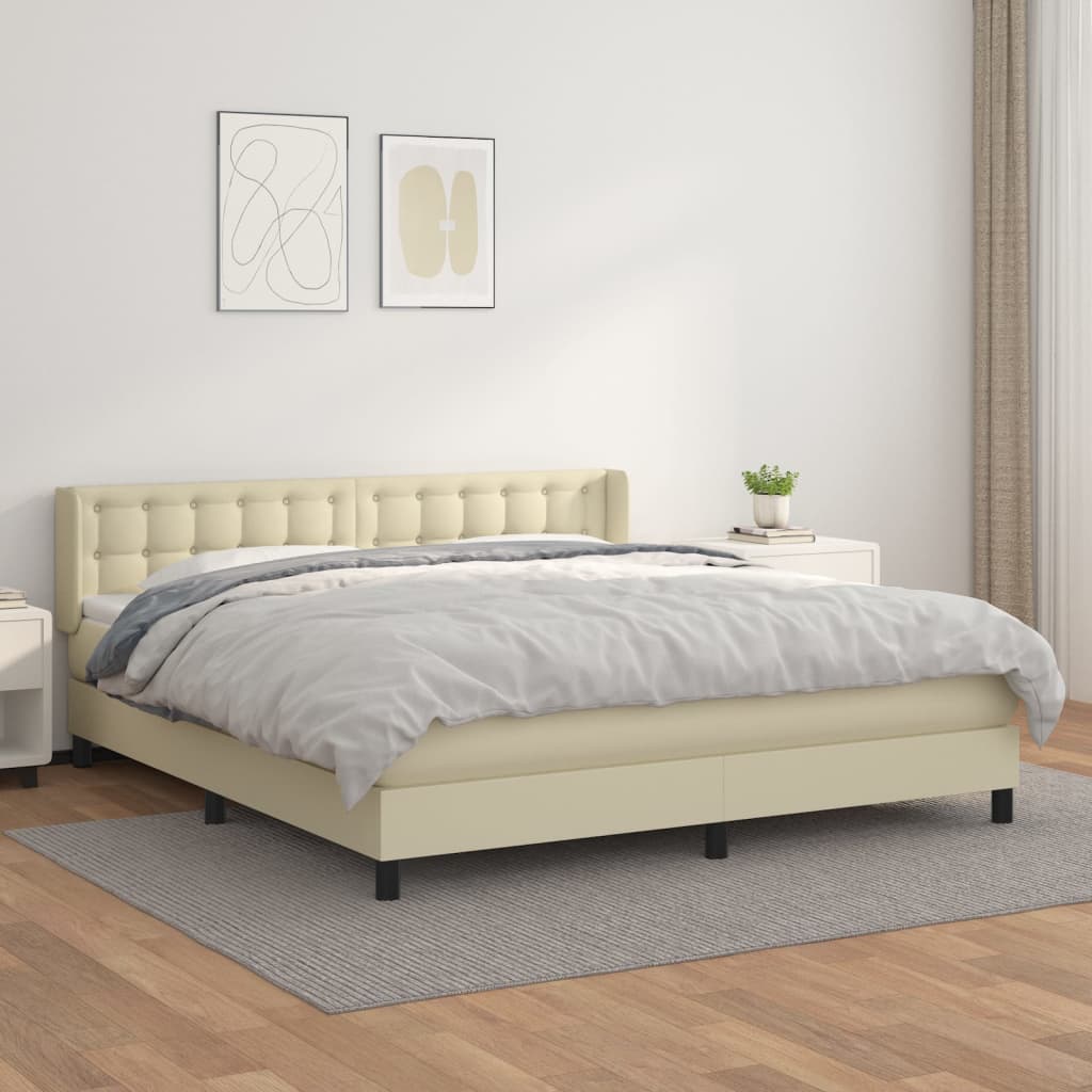 Giroletto a Molle con Materasso Crema 180x200 cm in Similpelle | homemem39