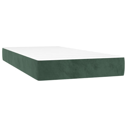 Spring bed frame with dark green mattress 80x200 cm velvet