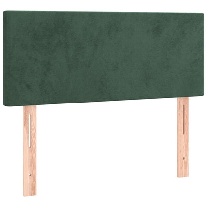 Spring bed frame with dark green mattress 80x200 cm velvet