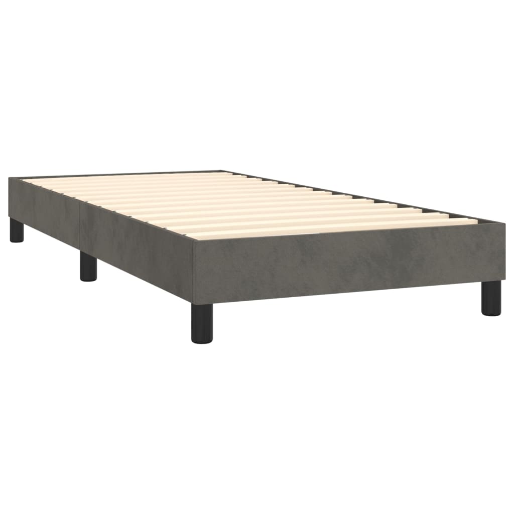 Spring bed frame with dark gray mattress 100x200 cm velvet