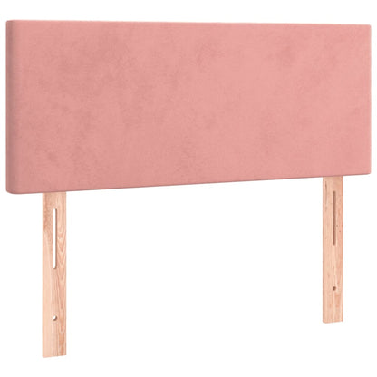 Spring bed frame with pink mattress 100x200 cm in velvet