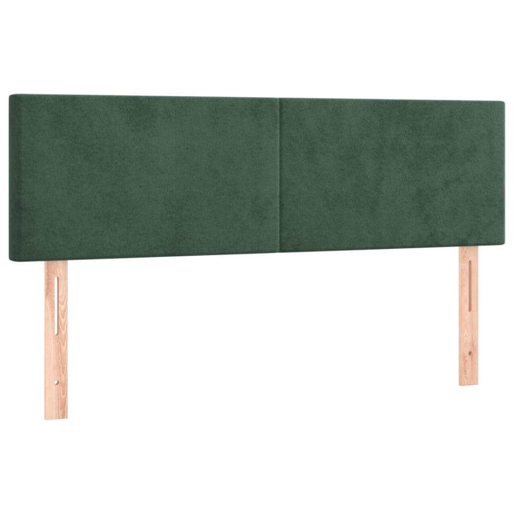 Spring bed frame with dark green mattress 140x190 cm velvet