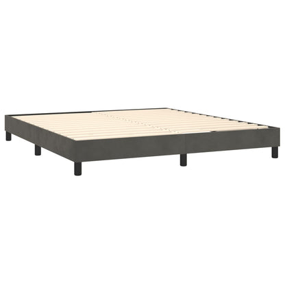 Spring bed frame with dark gray mattress 180x200 cm velvet