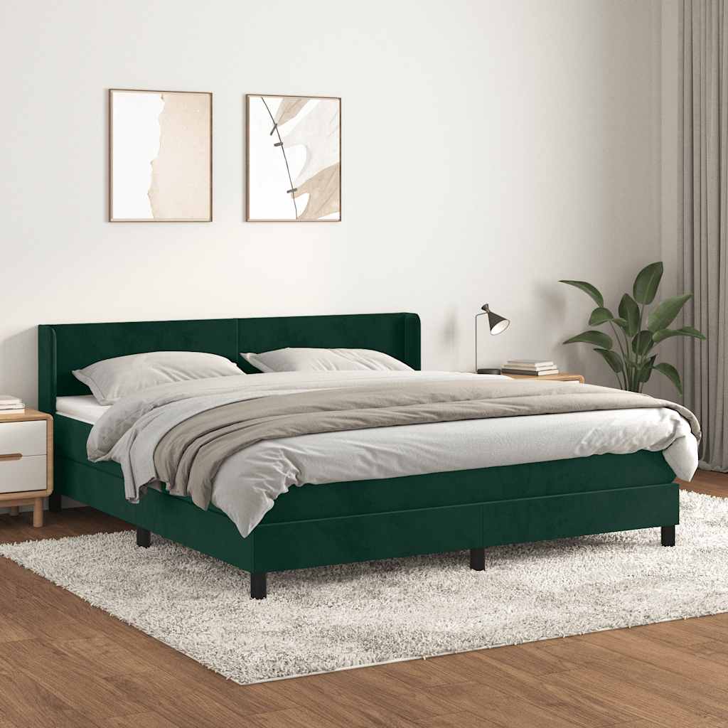 Giroletto a Molle con Materasso Verde Scuro 180x200 cm Velluto | homemem39
