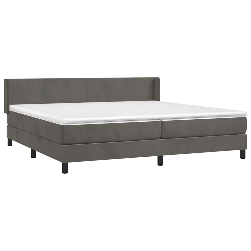 Giroletto a Molle con Materasso Grigio Scuro 200x200 cm Velluto