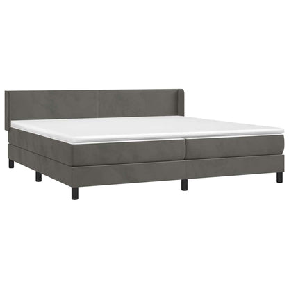 Giroletto a Molle con Materasso Grigio Scuro 200x200 cm Velluto