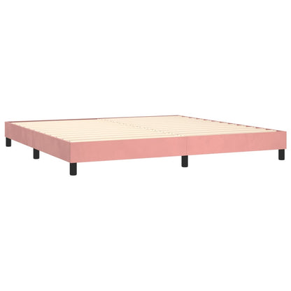 Spring bed frame with pink mattress 200x200 cm in velvet