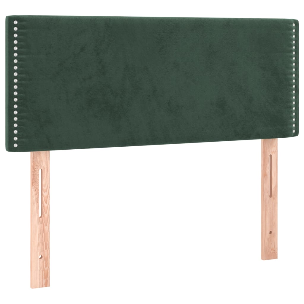 Spring bed frame with dark green mattress 80x200 cm velvet