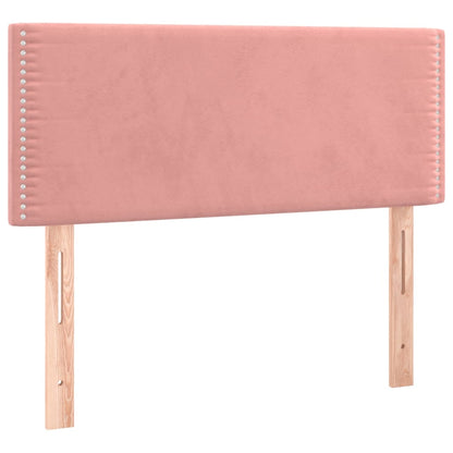 Spring bed frame with pink mattress 90x190 cm in velvet