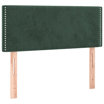 Spring bed frame with dark green mattress 100x200 cm velvet