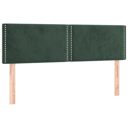 Spring bed frame with dark green mattress 140x200 cm velvet