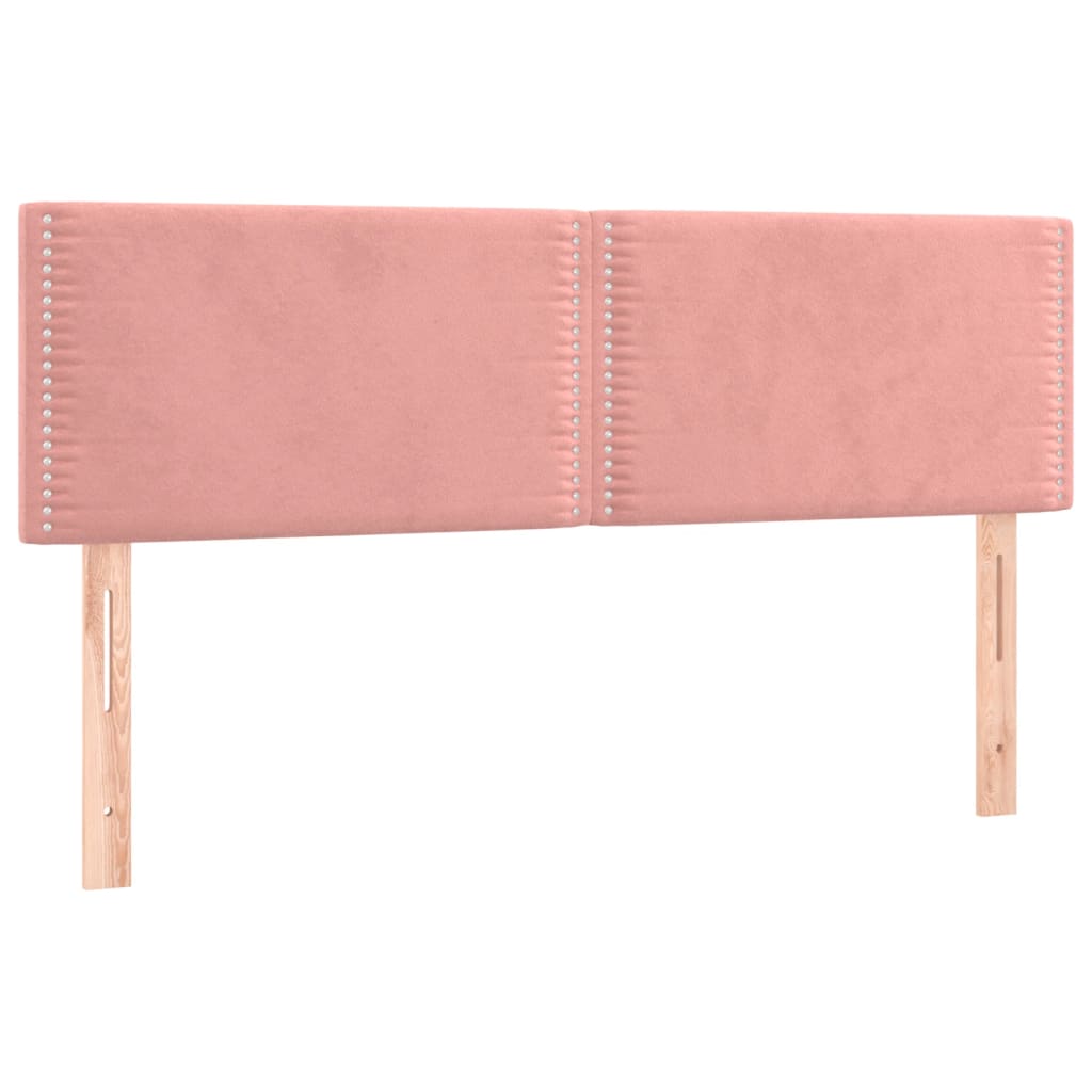 Spring bed frame with pink mattress 140x200 cm in velvet