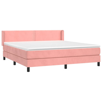 Giroletto a Molle con Materasso Rosa 180x200 cm in Velluto | homemem39